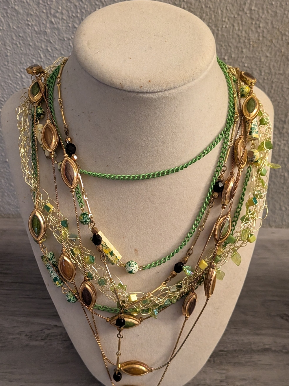 Multi-Strand‎ Green and Gold Women's Necklace